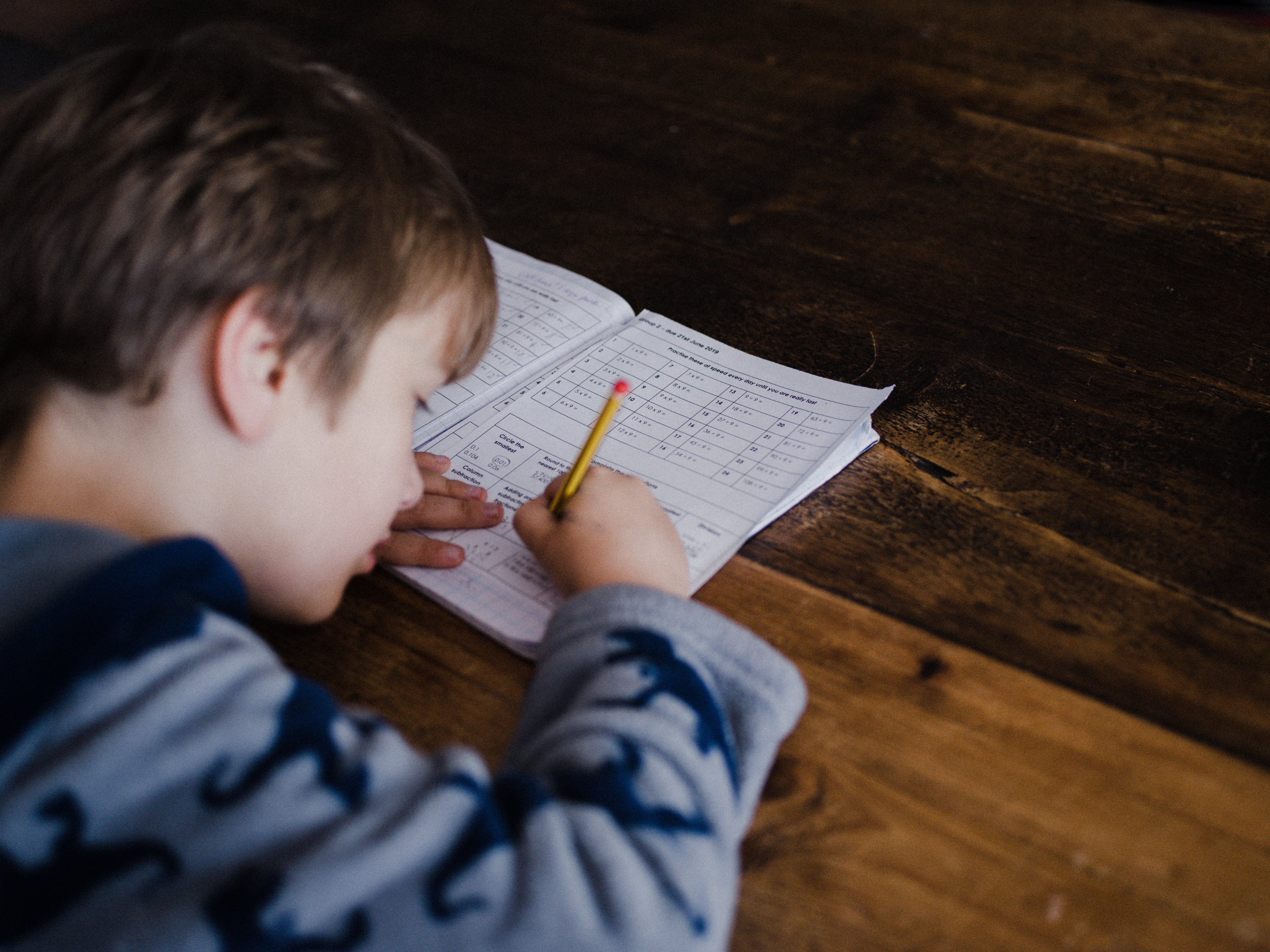 Student preparing for entrance exam